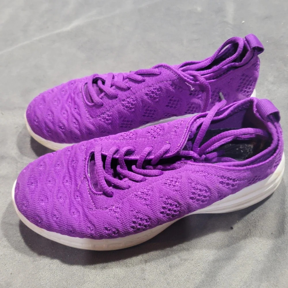 Purple Knit Athletic Sneakers Lace Up Lightweight Breathable Running Shoes‎